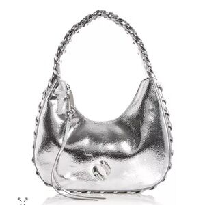 REBECCA MINKOFF Whip Chain leather shoulder bag silver calf leather metallic